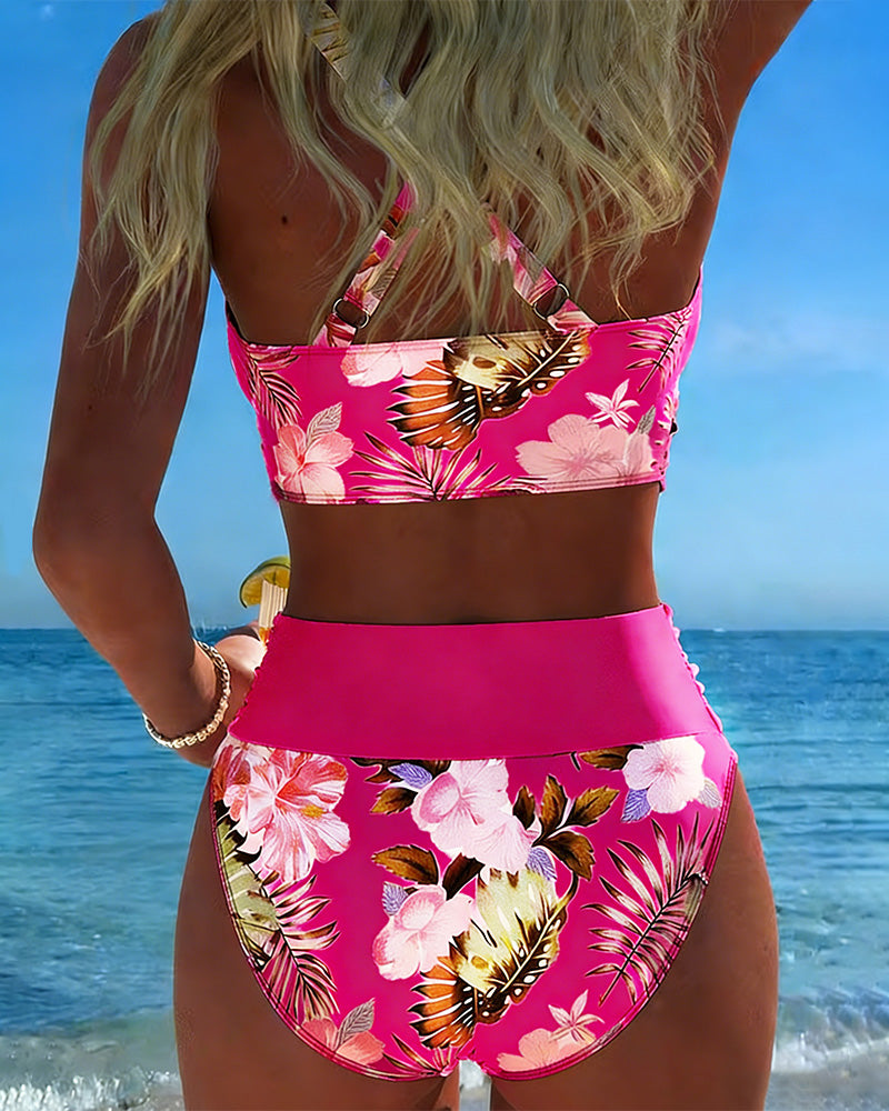 Jolina | Květinový kontrastní rozdělený bikini