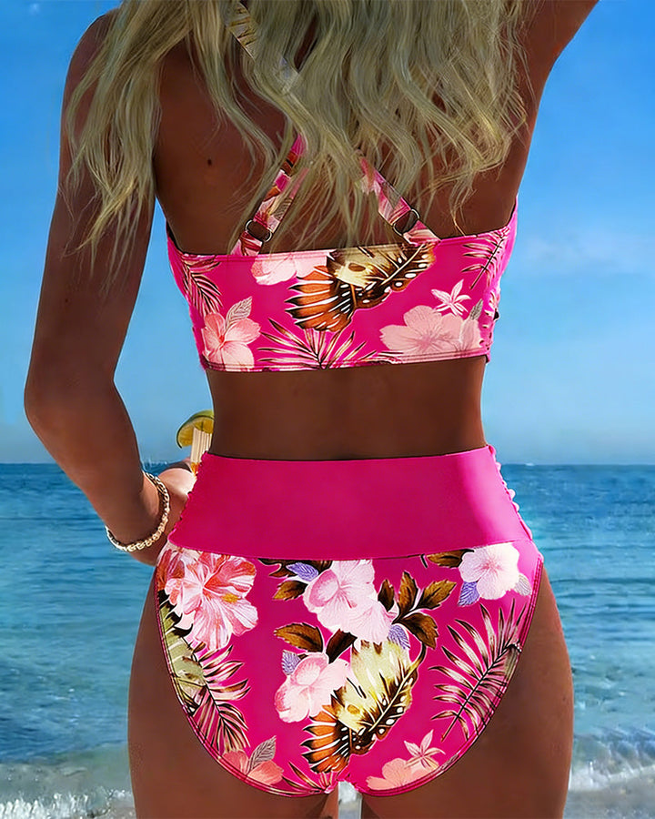 Jolina | Květinový kontrastní rozdělený bikini