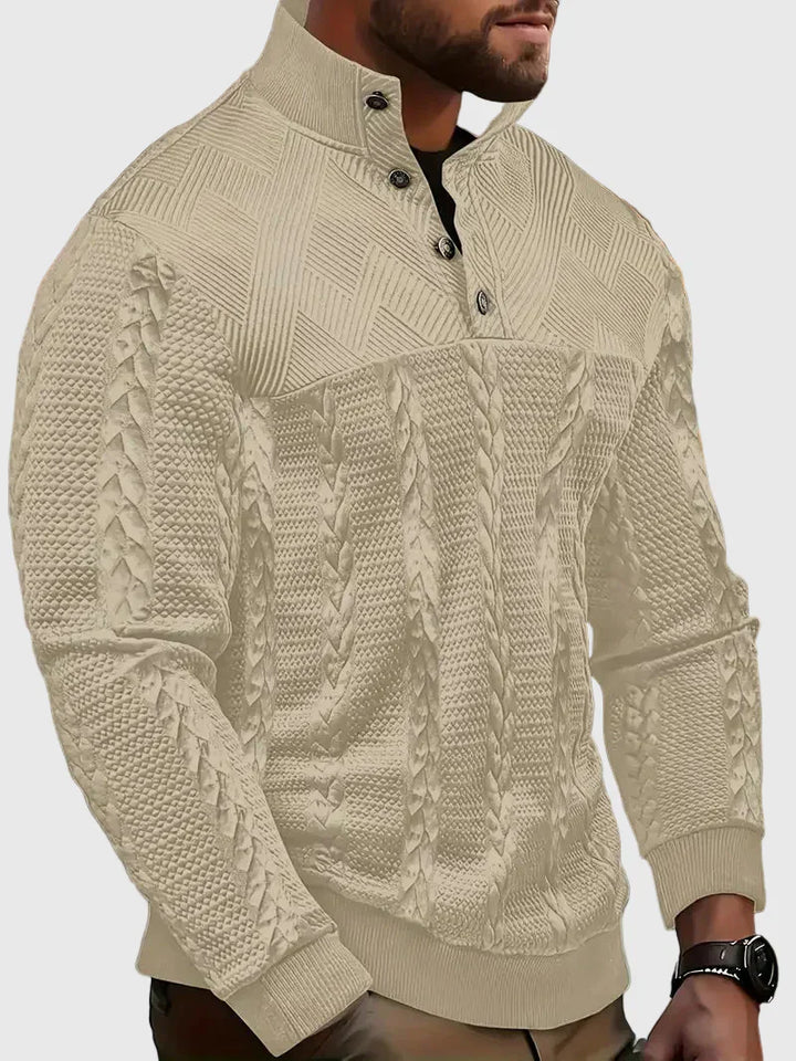 Dawson - Svetr s dlouhým rukávem Henley s pruhy