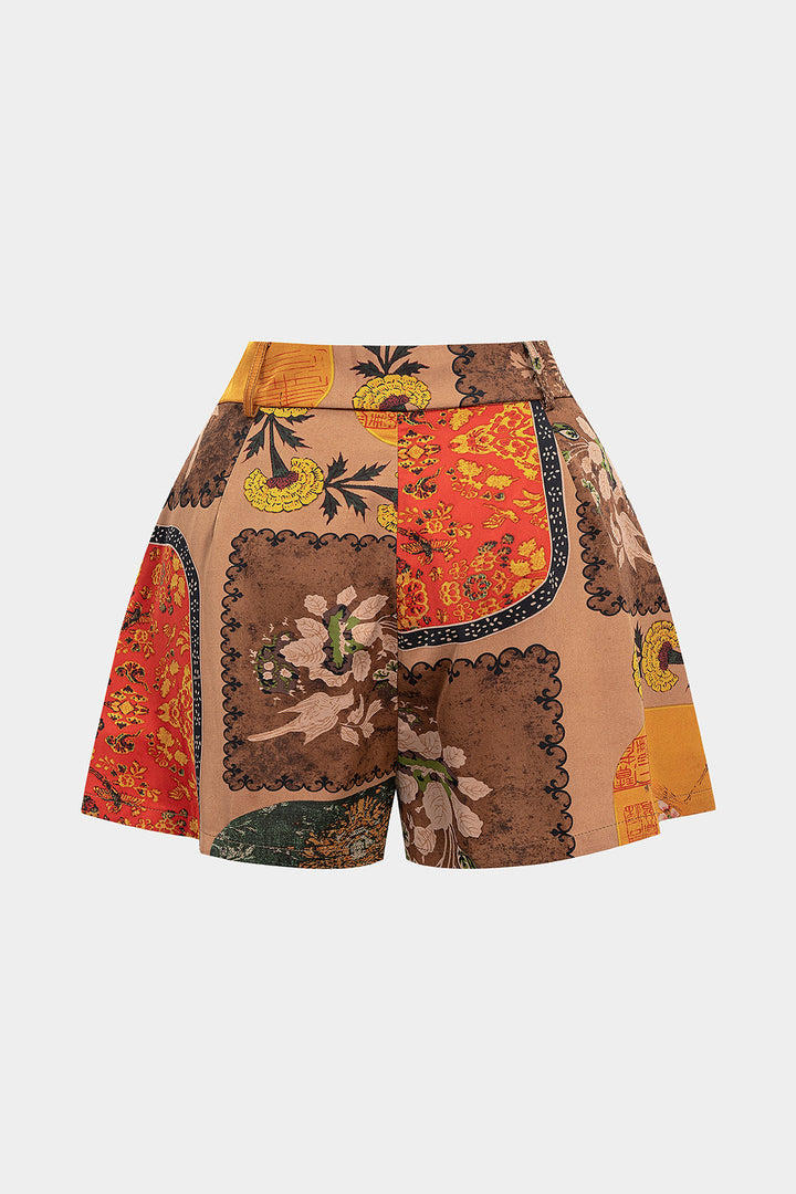 Kraťasy s kontrastním květinovým potiskem