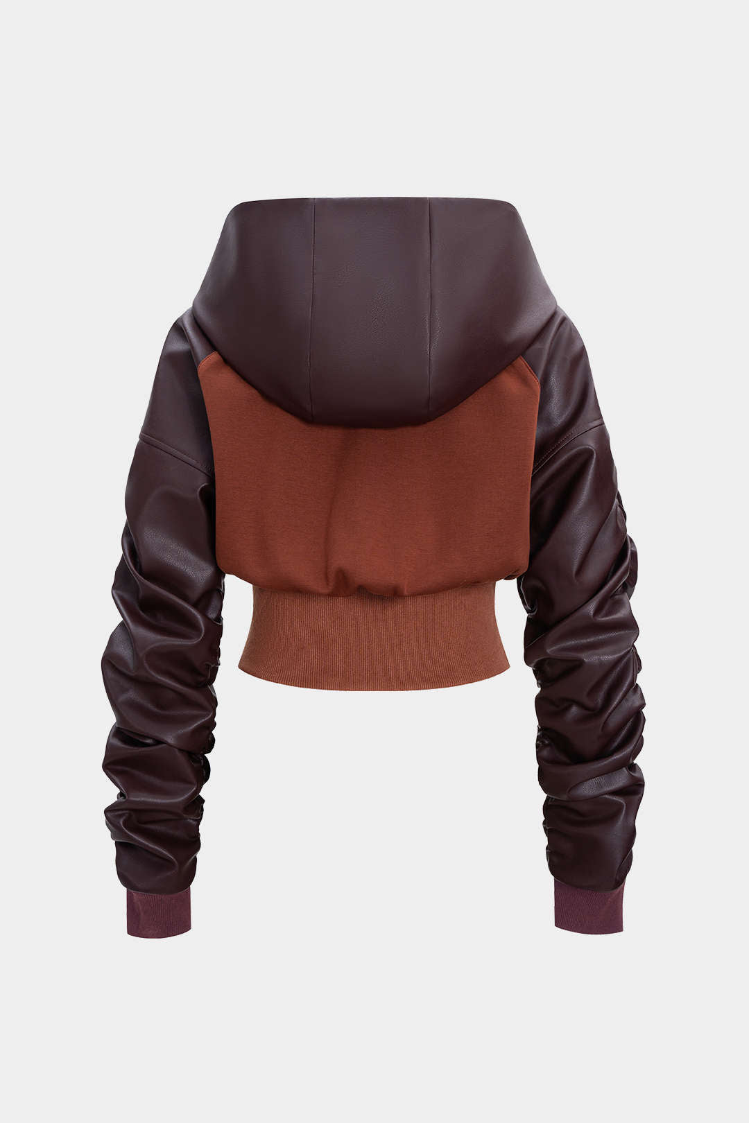 Mikina z umělé kůže s patchworkovým designem