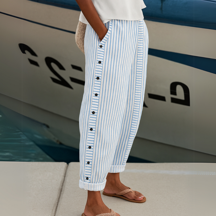 Monika | Stylové pruhované kalhoty