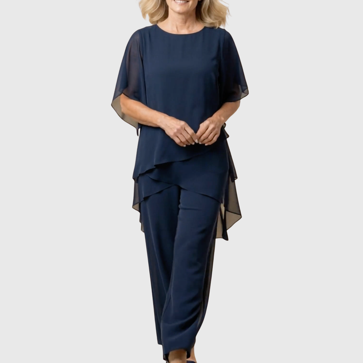 Sandra | Souprava s řízenými palazzo kalhotami