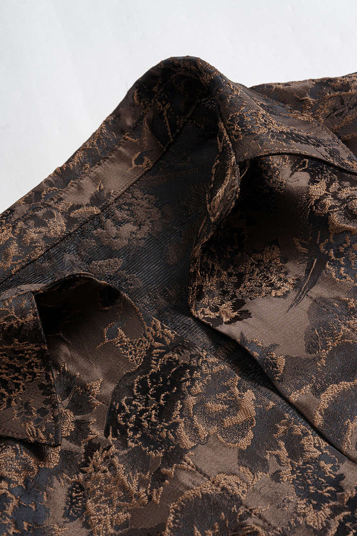 Košile s dlouhým rukávem s květinovým vzorem Jacquard