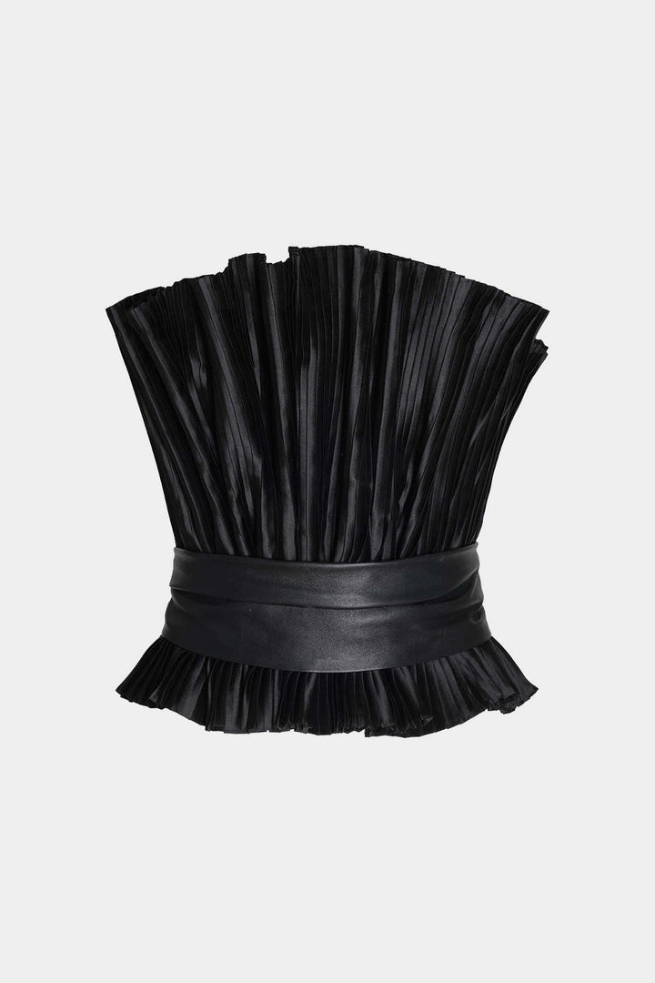 Elegantní Rukávový Tubus s Koženým Páskem v Patchworku