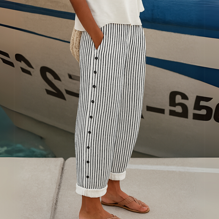 Monika | Stylové pruhované kalhoty