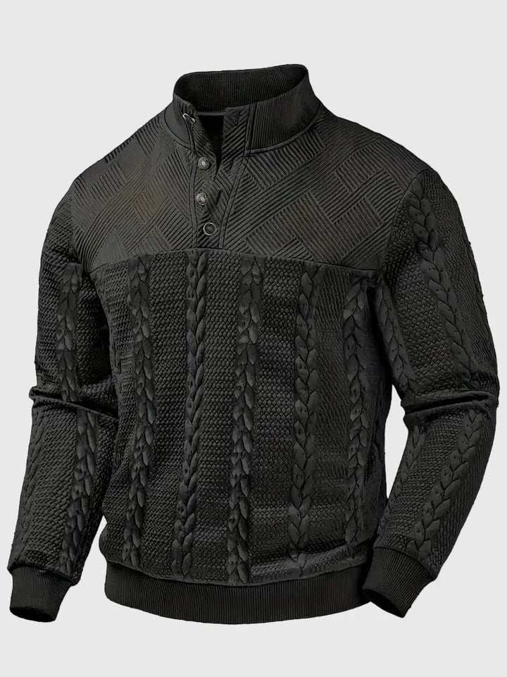 Dawson - Svetr s dlouhým rukávem Henley s pruhy