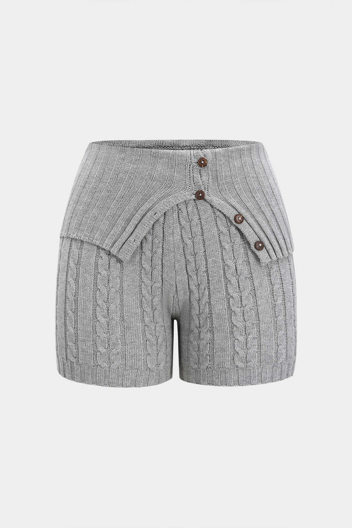 Kraťasy s Knoflíkem a Pleteným Designem