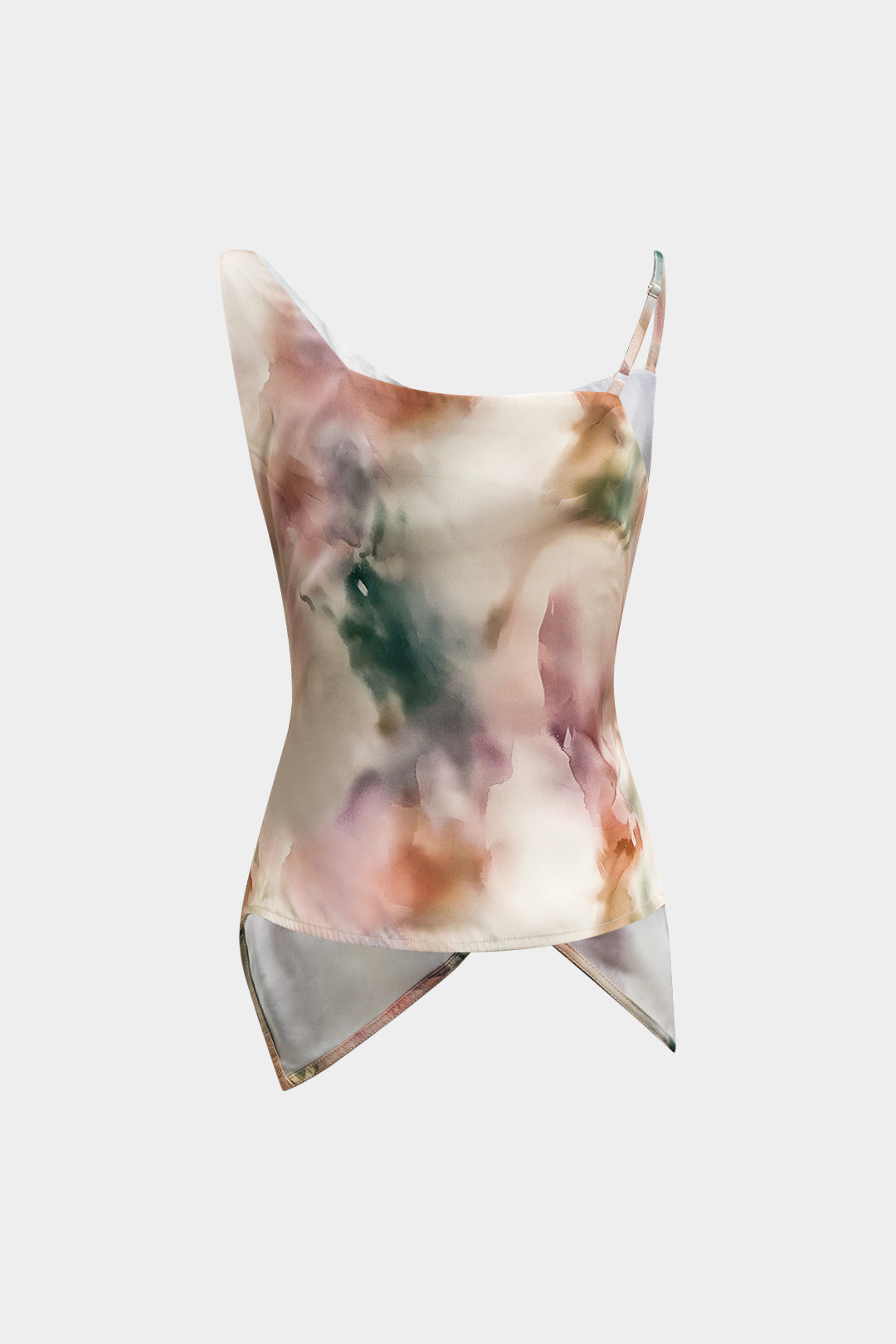 Saténové tričko s akvarelovým potiskem