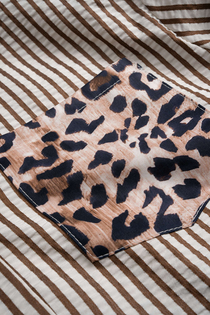 Košile s dlouhým rukávem se vzorem pruhů a leopardími motivy