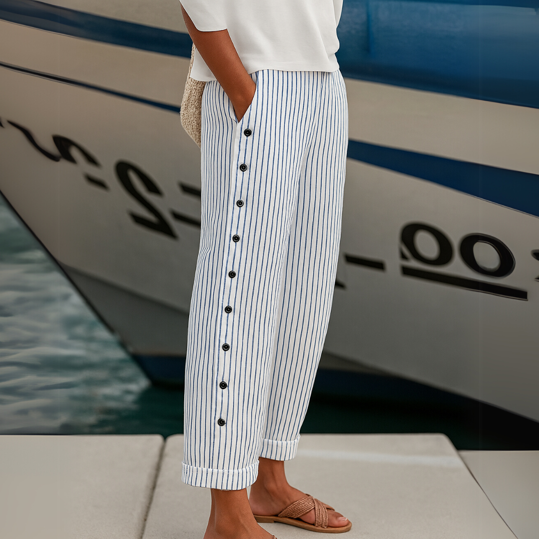 Monika | Stylové pruhované kalhoty