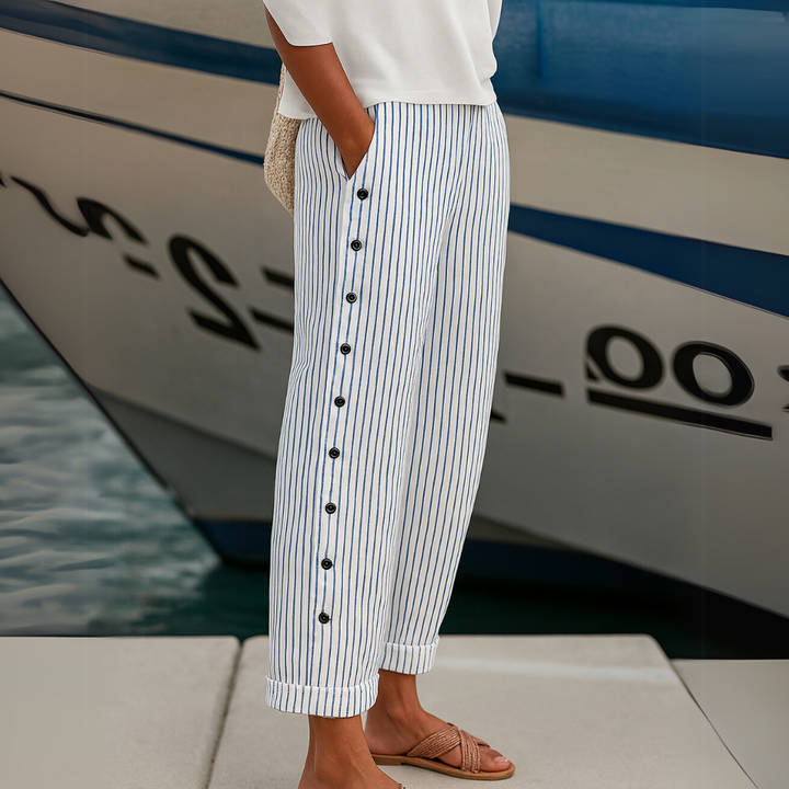 Monika | Stylové pruhované kalhoty