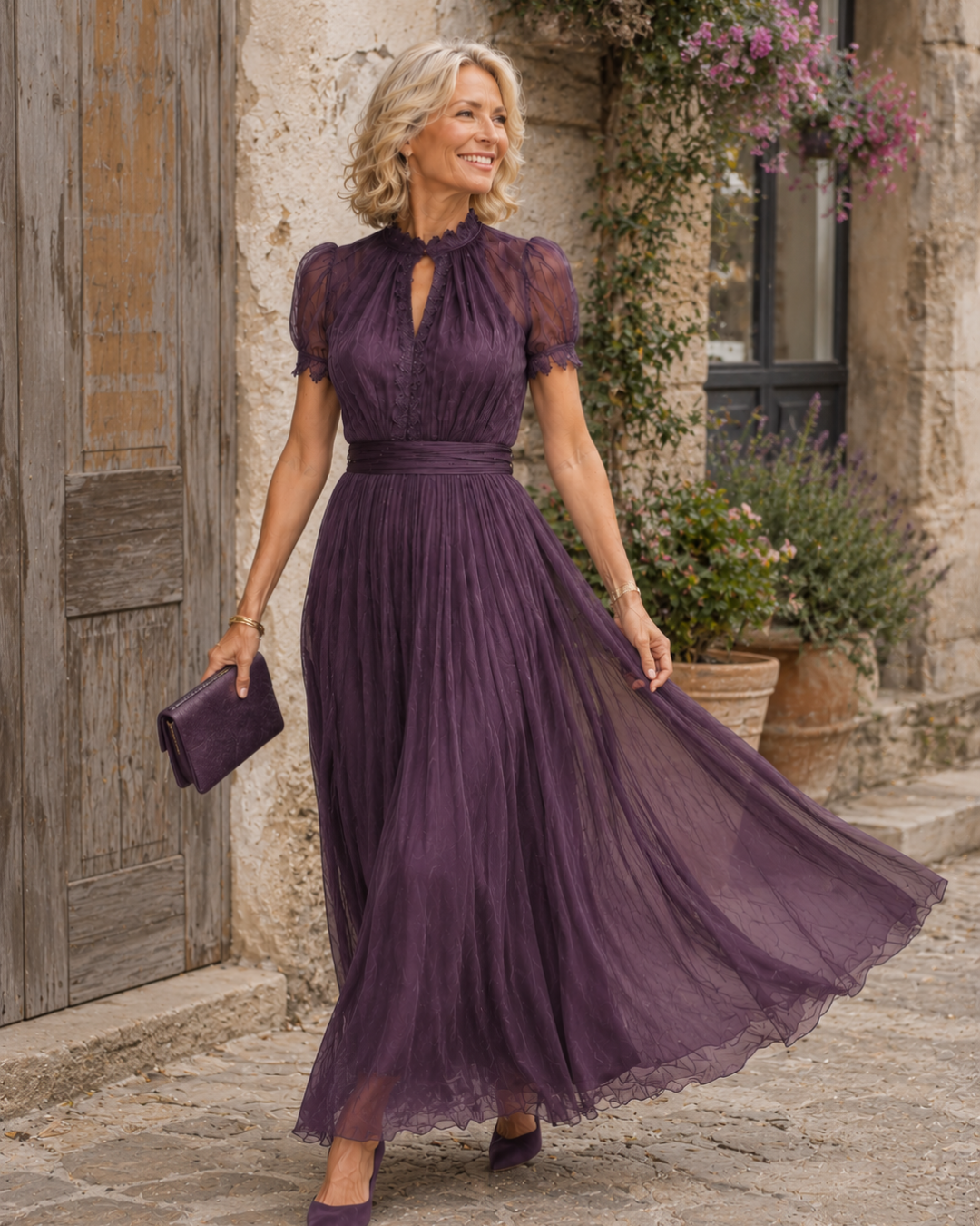 Ashley | Elegantní vintage maxi šaty z šifonu