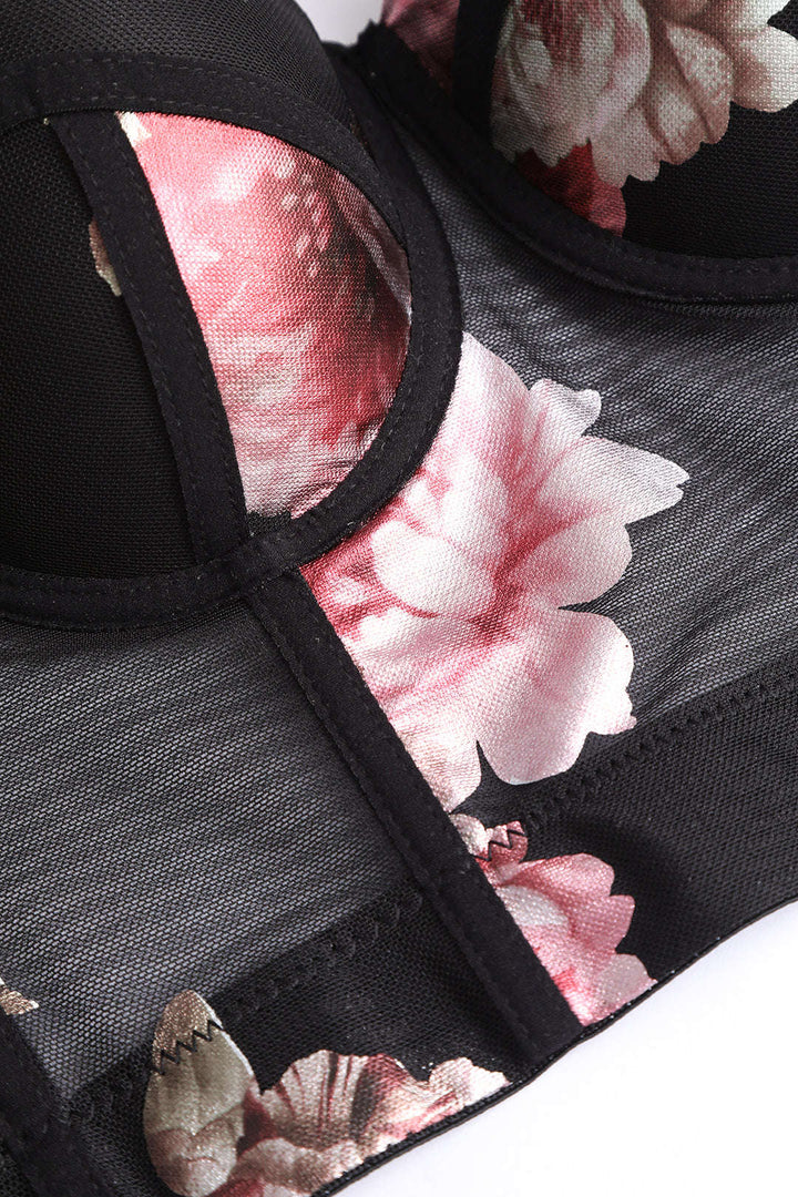 Květinový tiskový bustier top