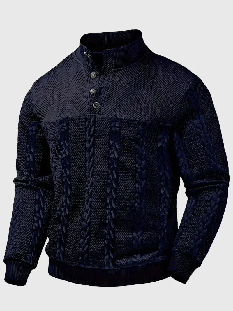 Dawson - Svetr s dlouhým rukávem Henley s pruhy