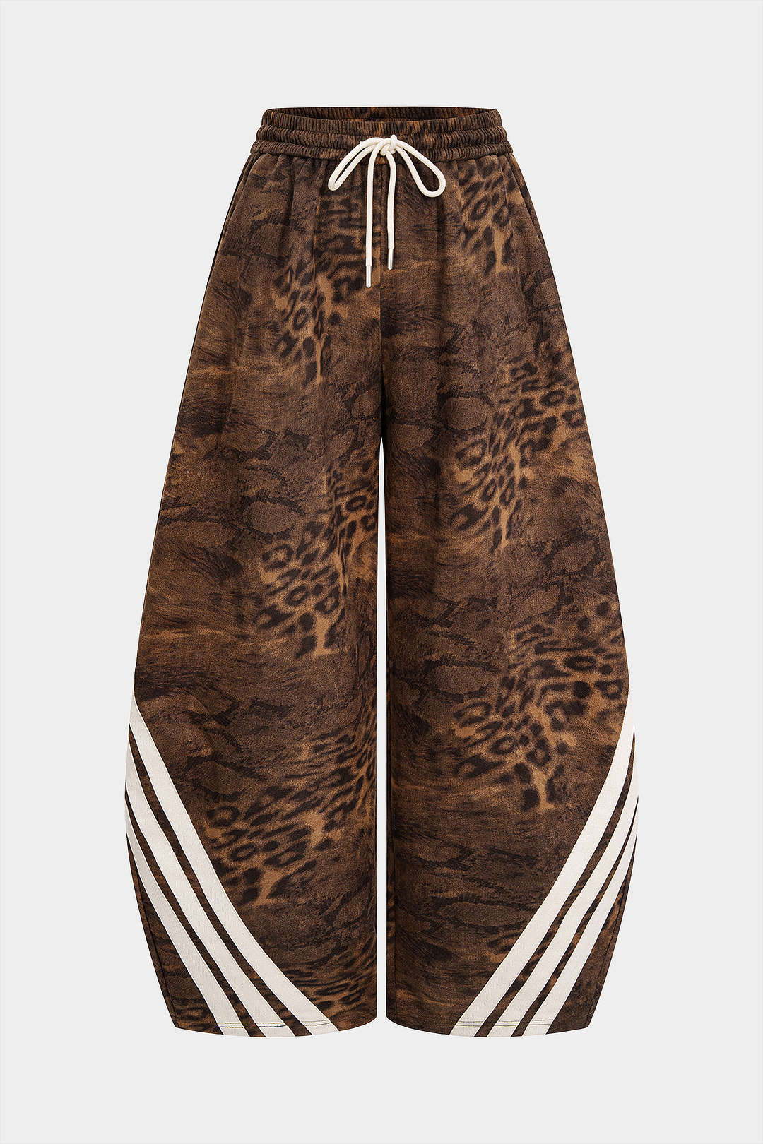 Široké semišové kalhoty s leopardím vzorem