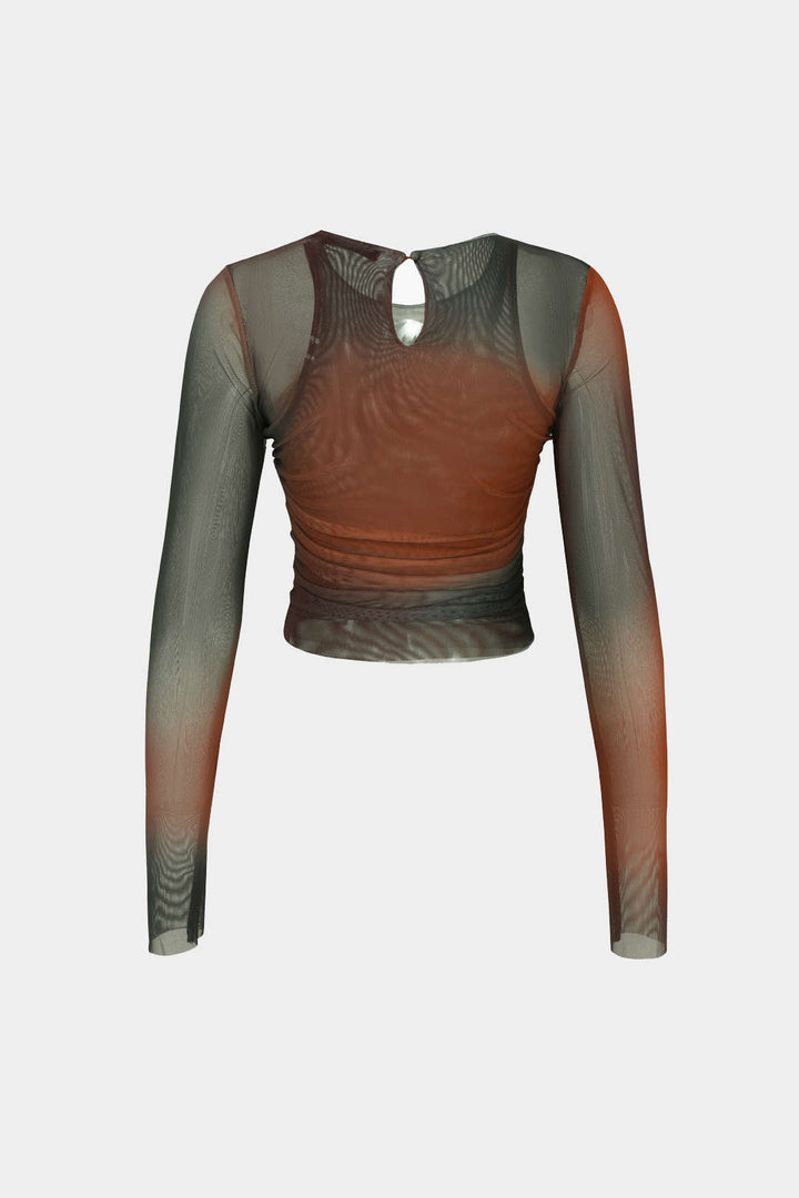 Průhledná dlouhá rukávová tričko s designem Tie Dye