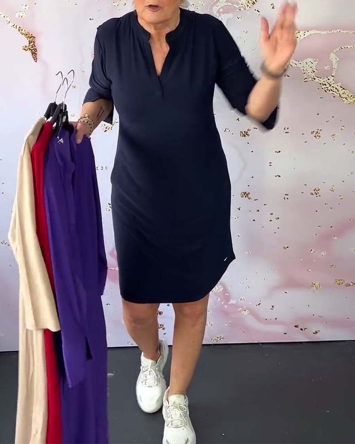 Lenka – Elegantní šaty s výstřihem do V pro každý den