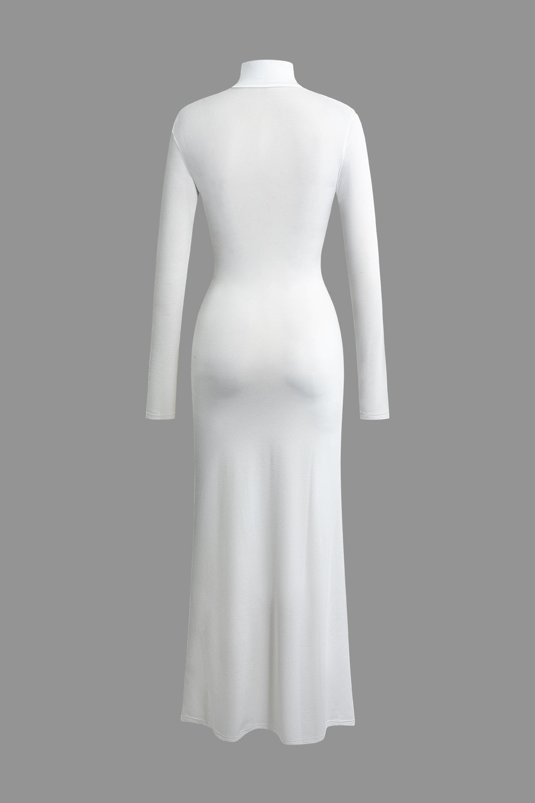 Dlouhé šaty s dlouhým rukávem, vysokým límcem a celoplošným potiskem