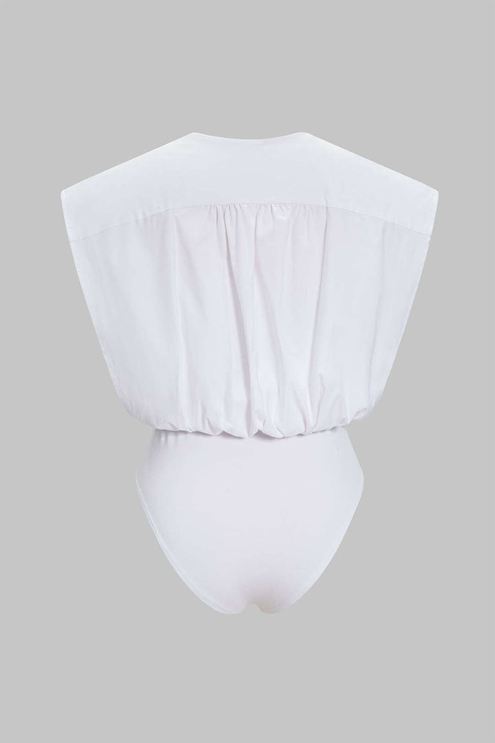 Bodysuit bez rukávů s nařaseným detailem