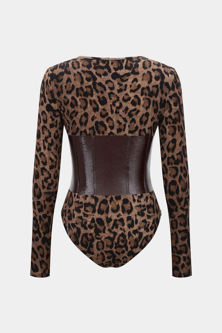Dlouhý rukáv z umělé kůže s leopardím vzorem