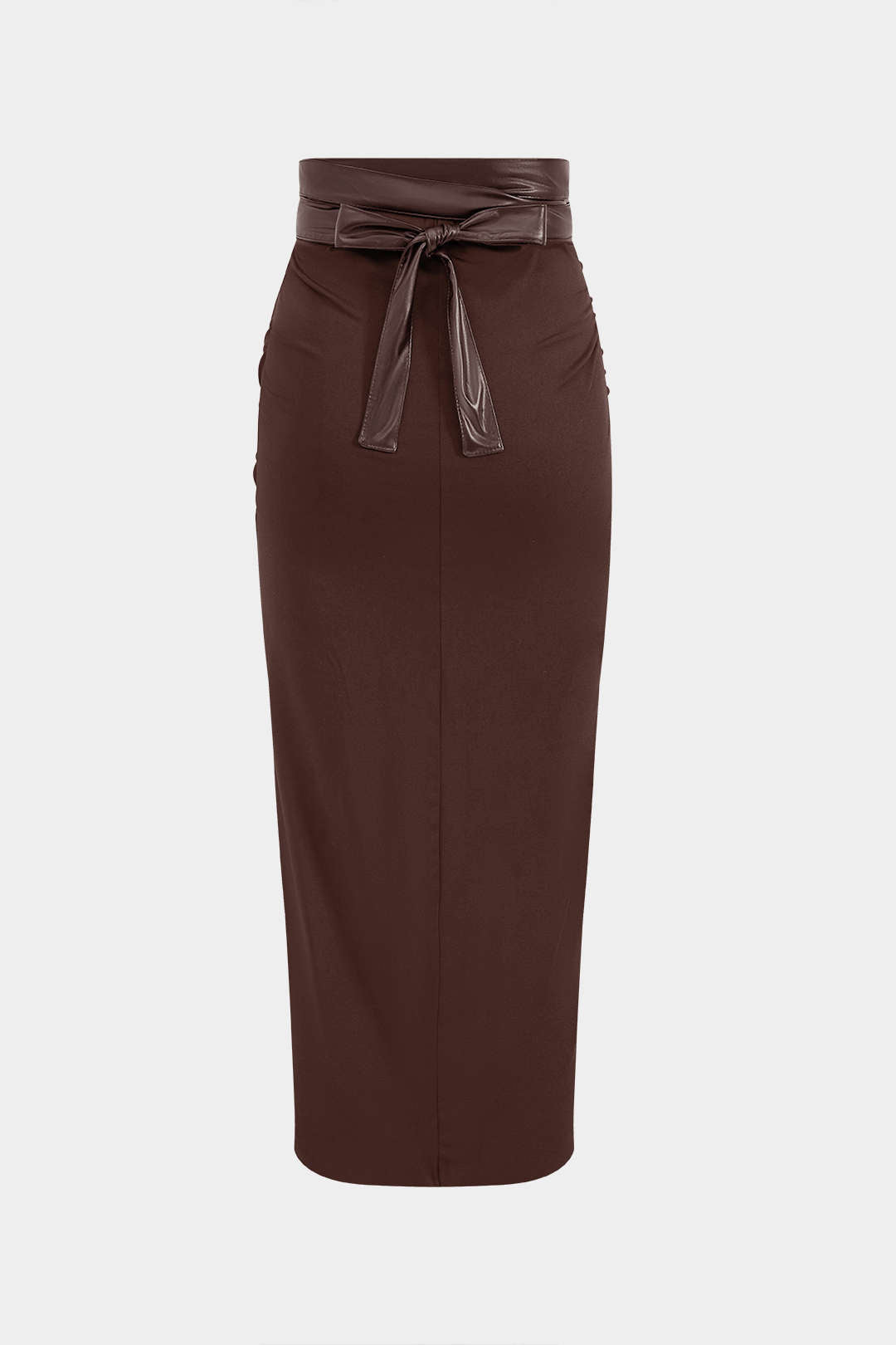 Sukně z umělé kůže s patchworkovým designem a nařasením