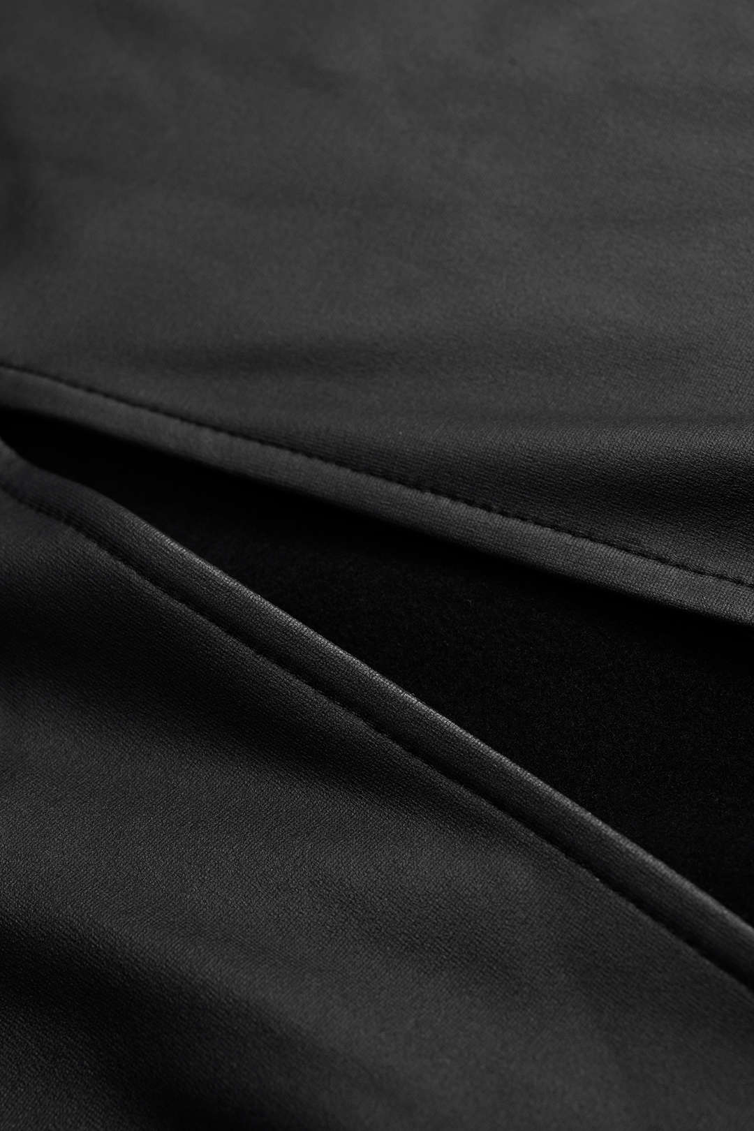 Padded Sukně z Umělé Kůže se Zippem a Rozděleným Designem