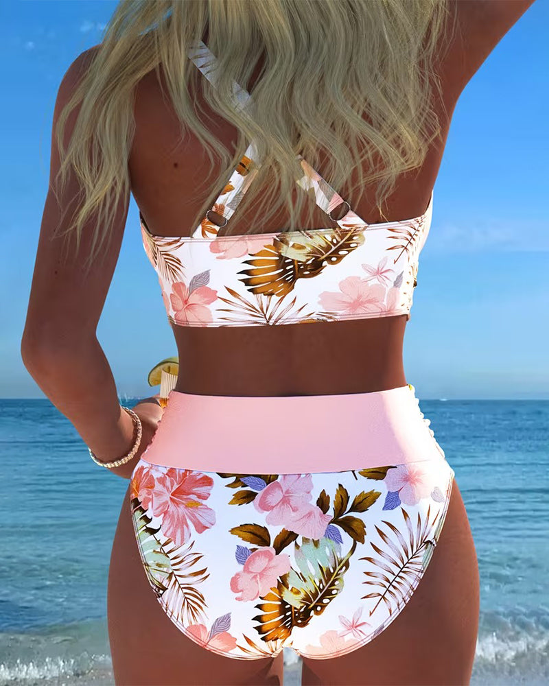 Jolina | Květinový kontrastní rozdělený bikini