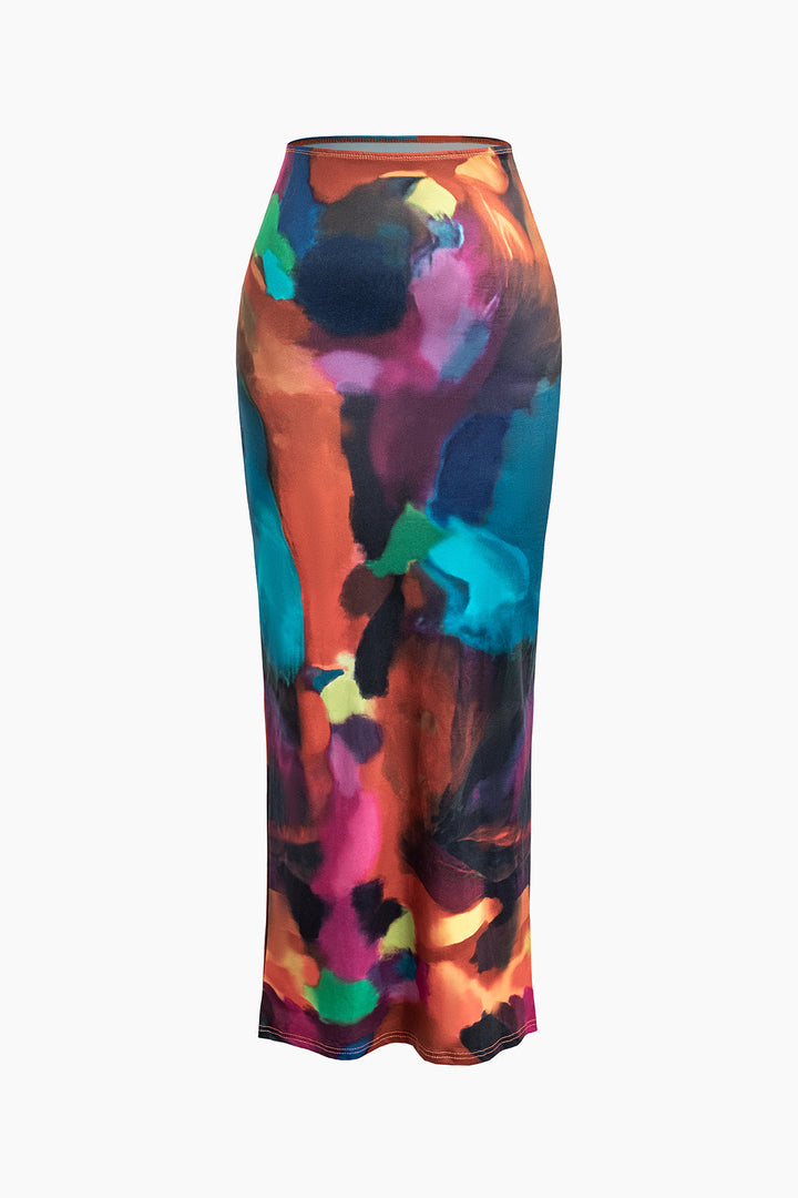 Dlouhá sukně s tie-dye vzorem