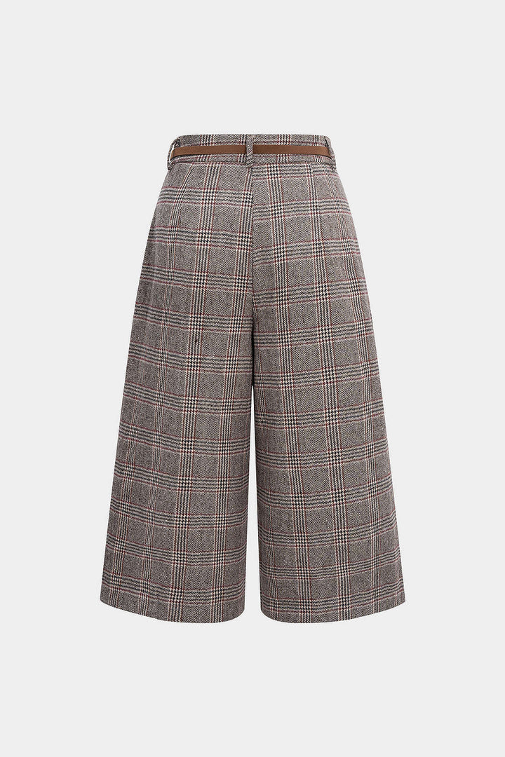 Kalhoty s Vysokým Pasem se Vzorem Houndstooth