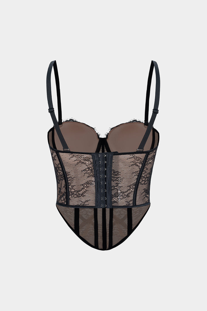 Elegantní top bez rukávů s krajkovým stylem bustier