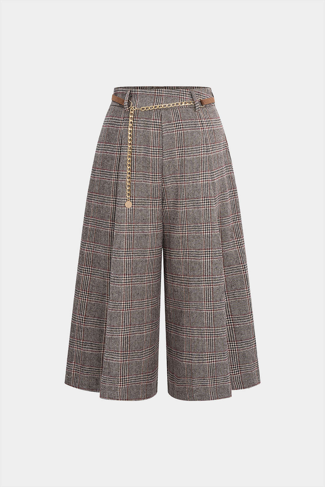 Kalhoty s Vysokým Pasem se Vzorem Houndstooth