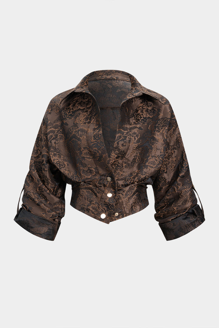 Košile s dlouhým rukávem s květinovým vzorem Jacquard