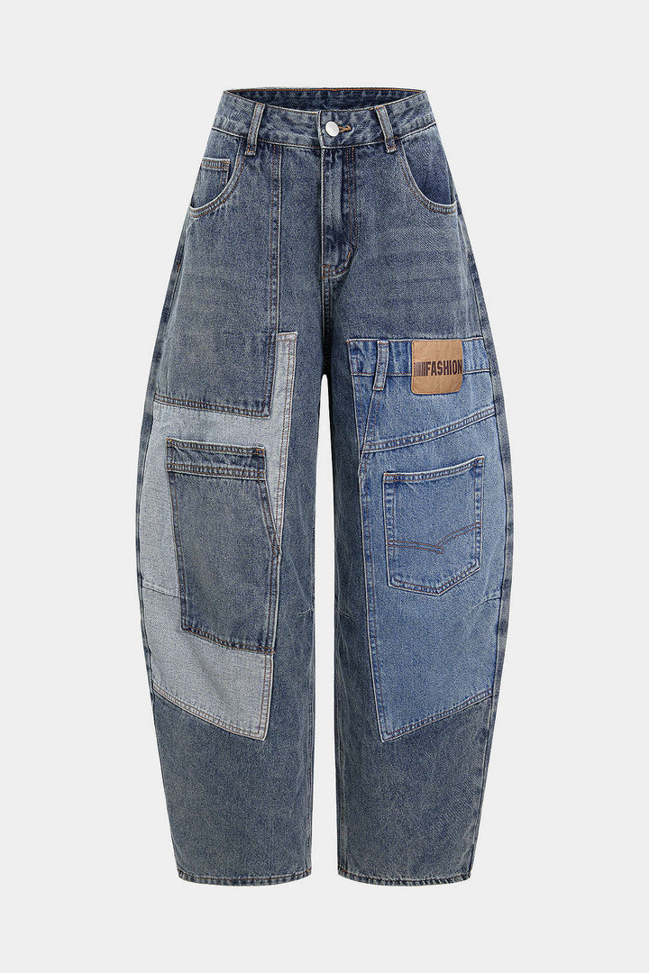 Džíny z denimu s mozaikovým designem