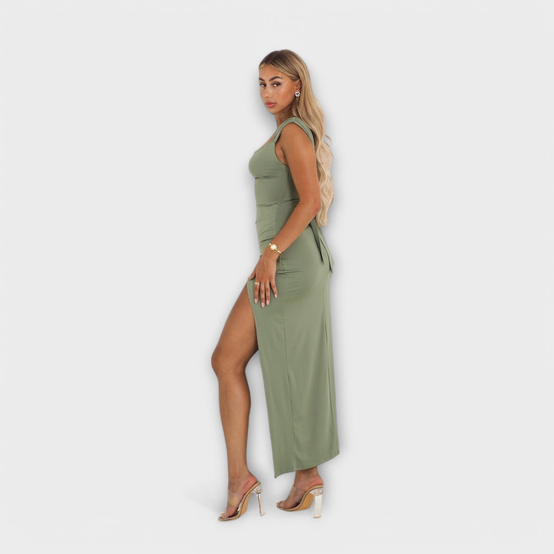 Barbora - Elegantní midi šaty ze strečové látky