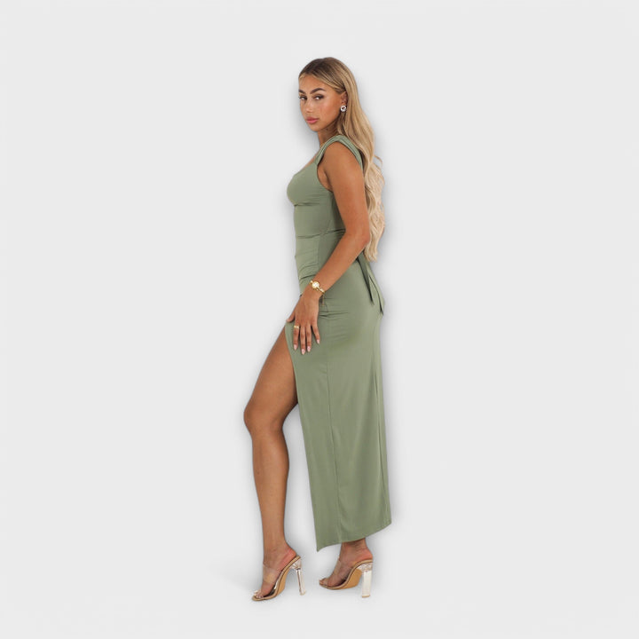 Barbora - Elegantní midi šaty ze strečové látky