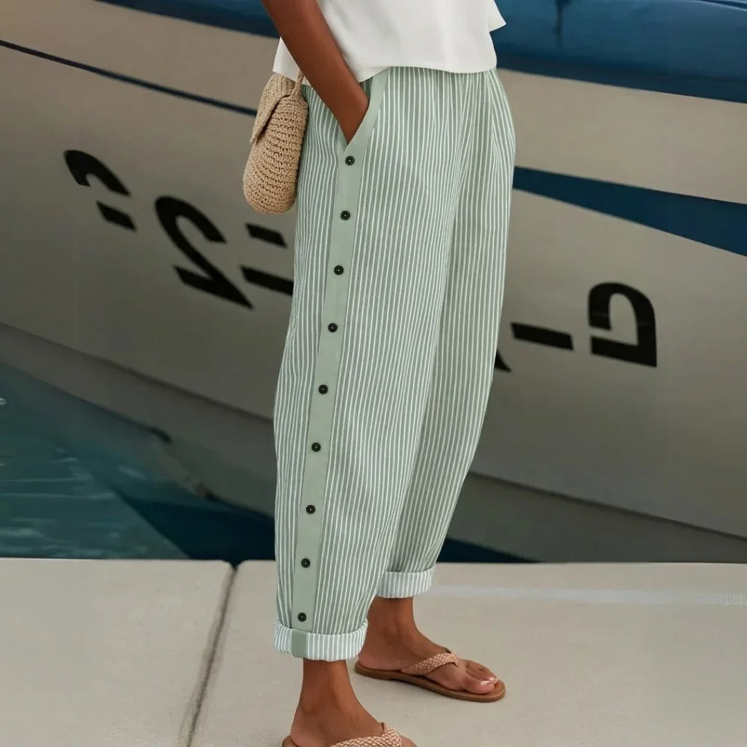 Monika | Stylové pruhované kalhoty
