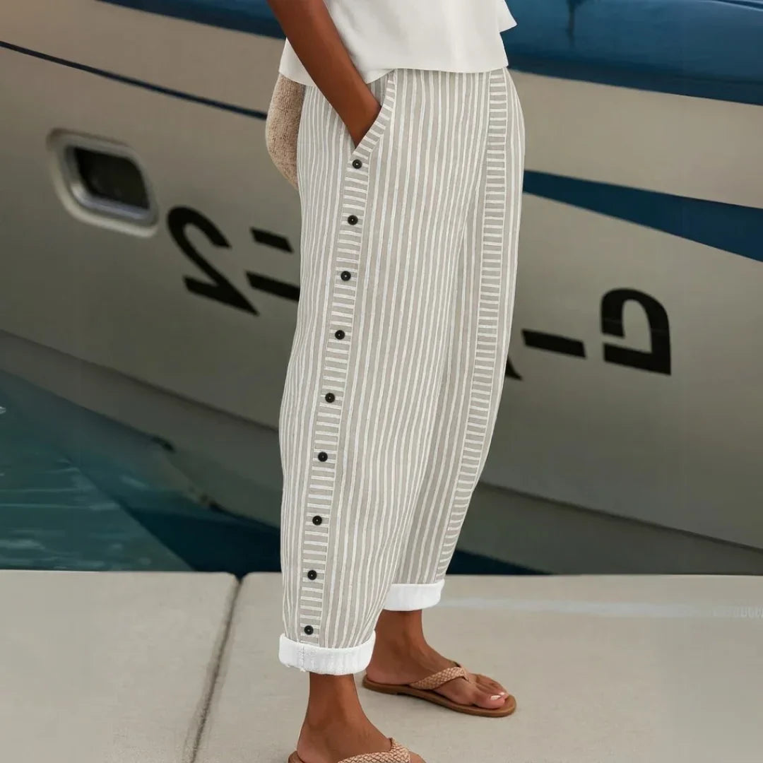 Monika | Stylové pruhované kalhoty