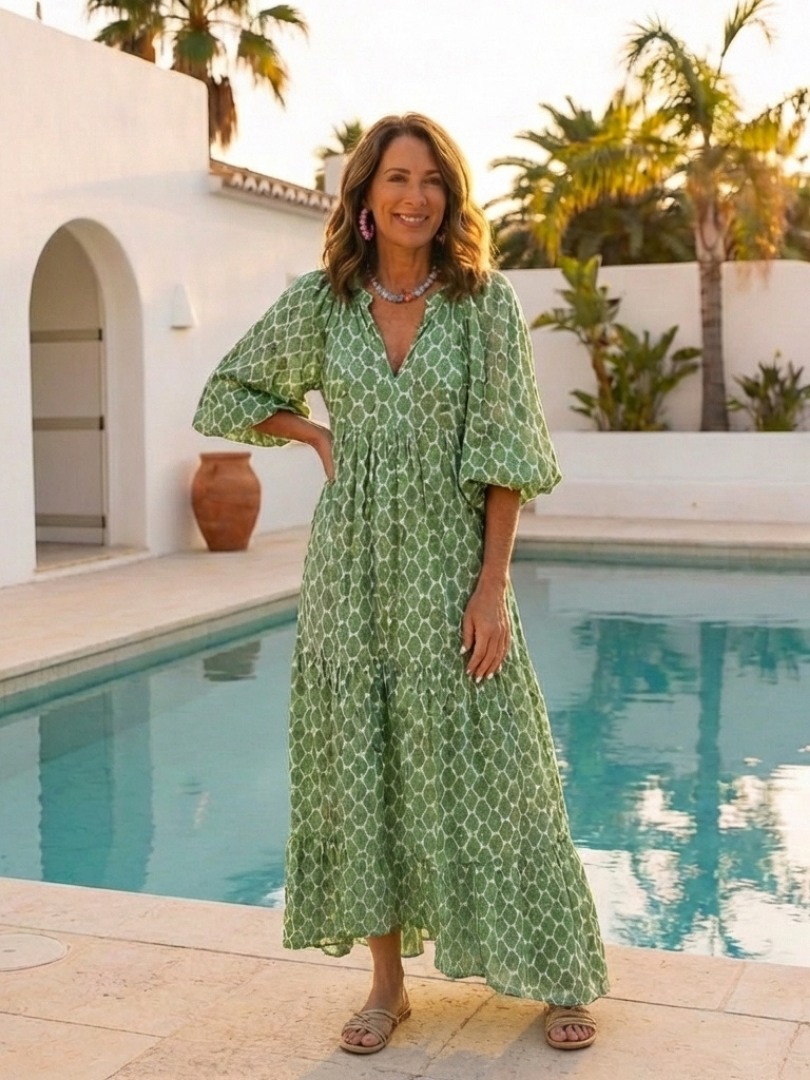 Apolline | Midi šaty se vzorem a výstřihem do V