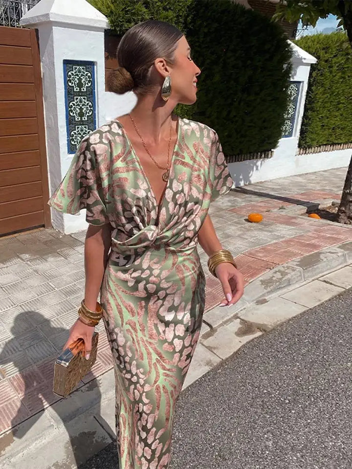 Viktorie™ - Elegantní midi šaty v měděném vzoru