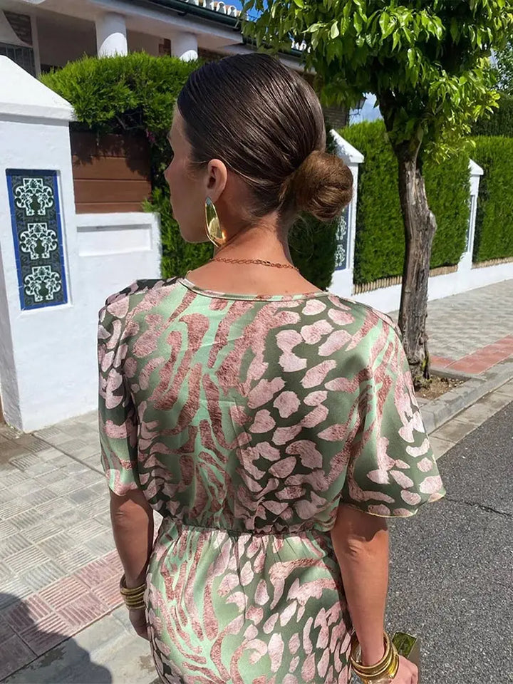 Viktorie™ - Elegantní midi šaty v měděném vzoru