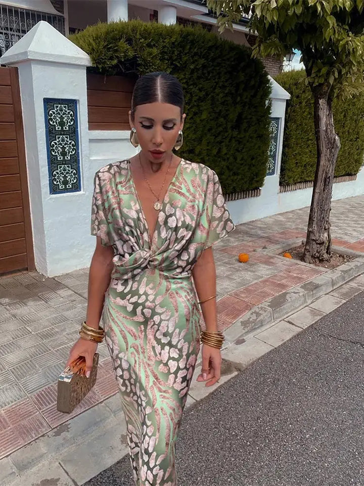 Viktorie™ - Elegantní midi šaty v měděném vzoru