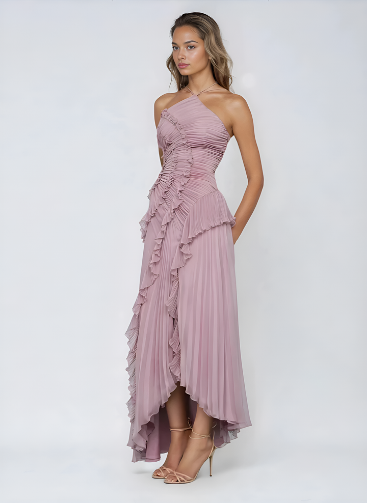Tereza – Elegantní plisované šaty s asymetrickým střihem