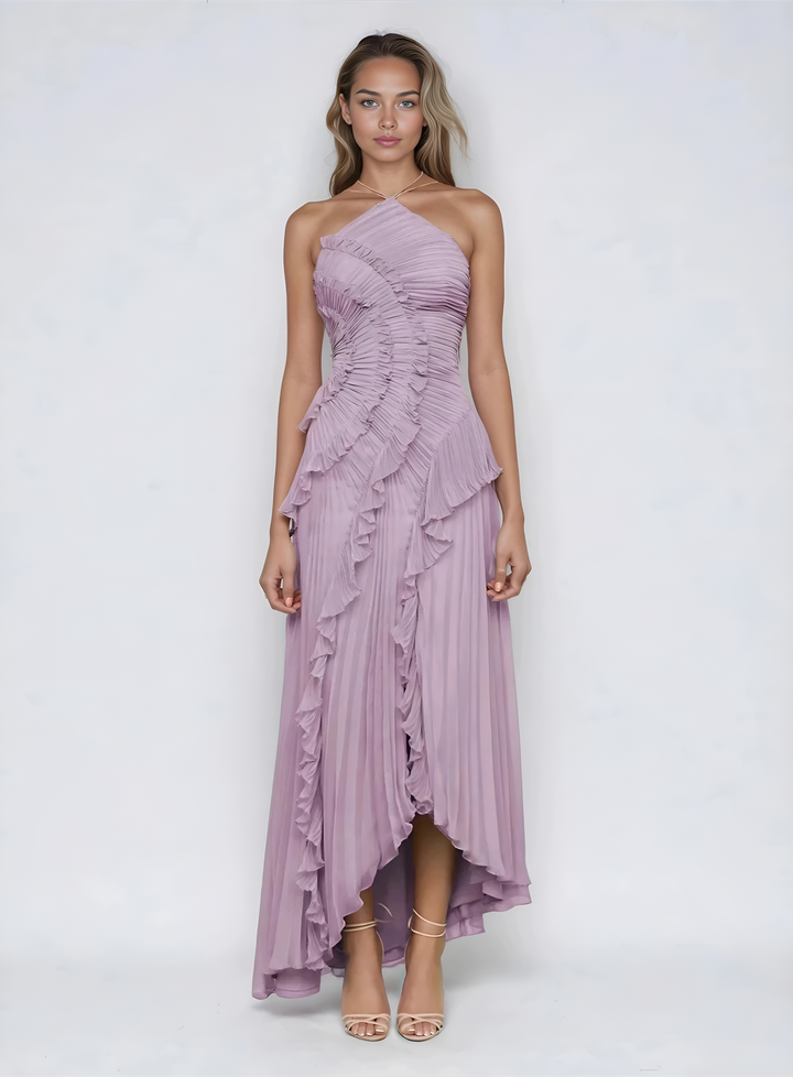Tereza – Elegantní plisované šaty s asymetrickým střihem