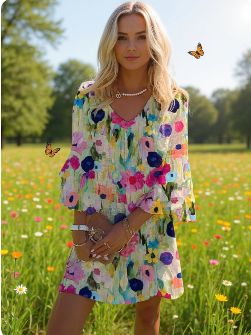 Zuzana – Elegantní mini šaty s romantickým květinovým vzorem