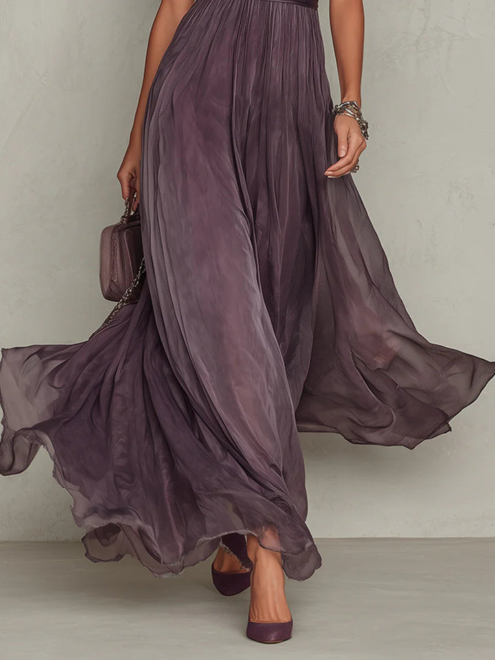 Karolína – Halter maxi šaty s květinovým vzorem a elegantním řasením