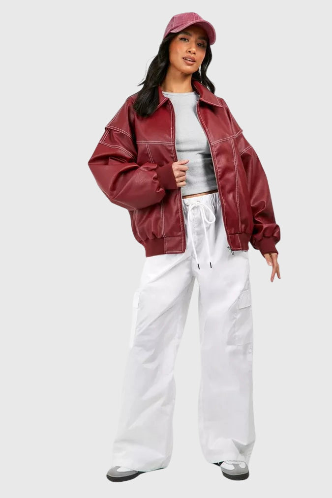 Faye™ - Oversized Kožená Bunda