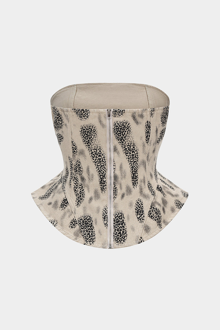 Bezrukávový top s leopardím potiskem - Tubový top