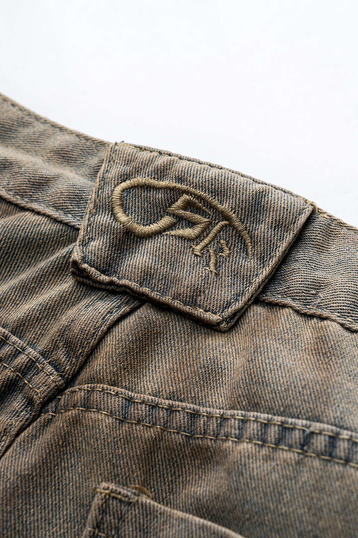 Džíny s širokými nohavicemi v stylu barely z opotřebovaného denimu