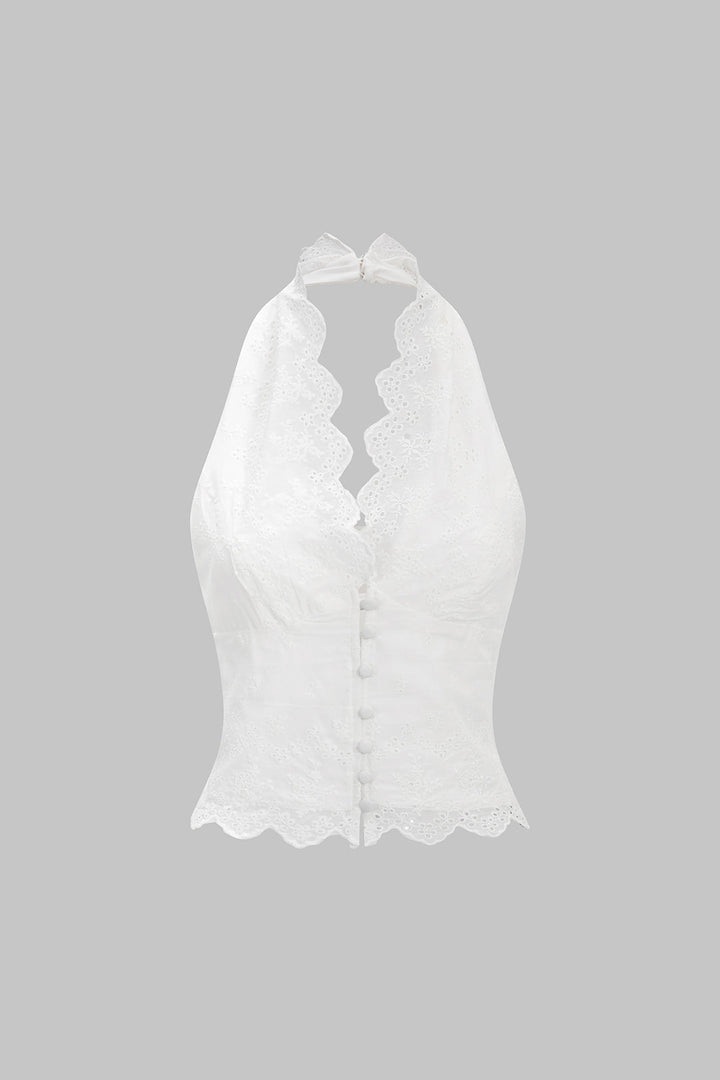 Top Halter s Odhalenými Zády a Knoflíky